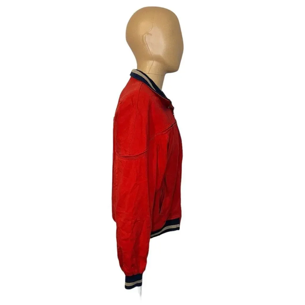 Vintage Mens Sansabelt Sport Jacket Red Full Zip Coat Pockets Size Medium
